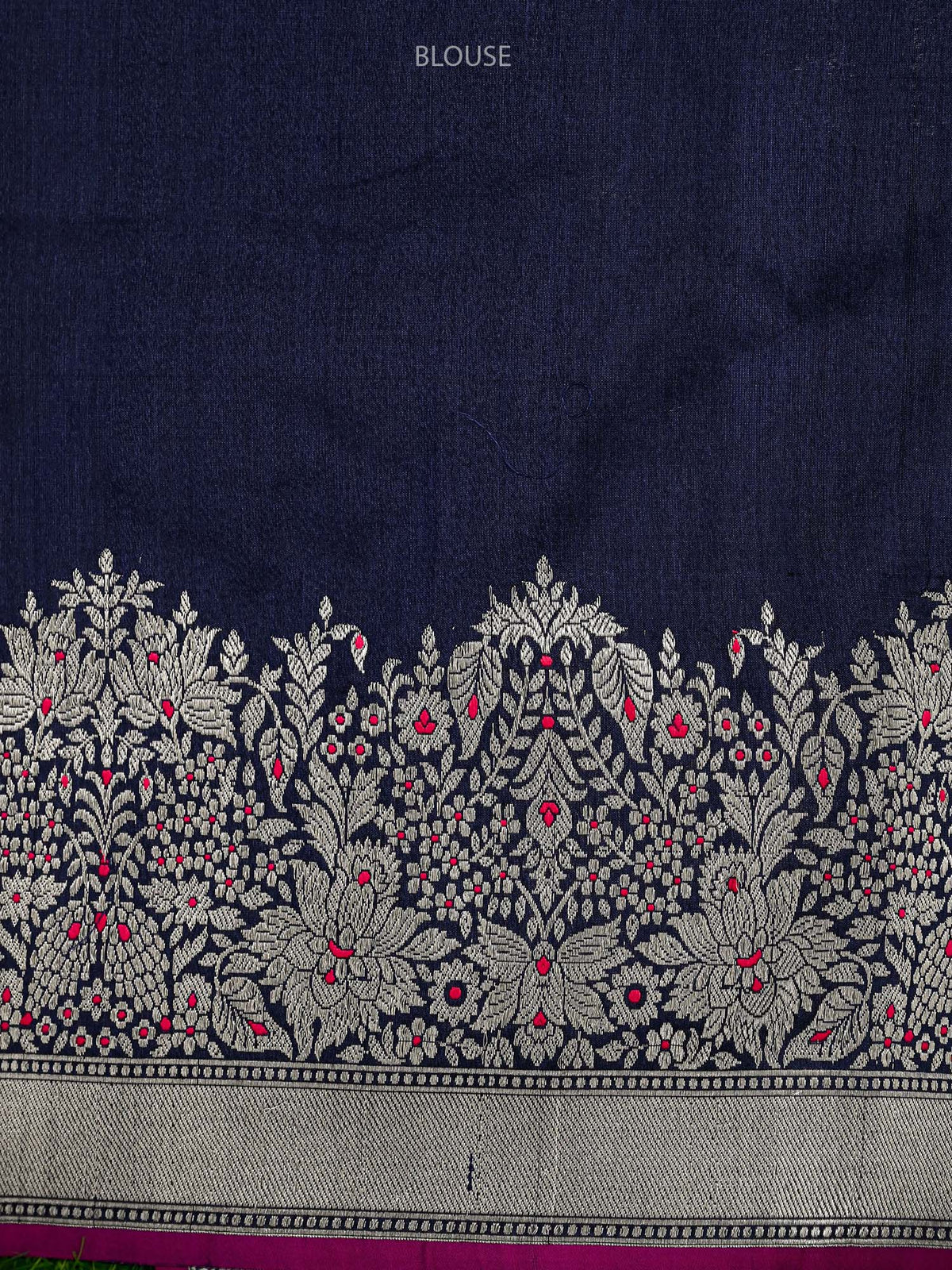 Navy Blue Meenakari Boota Tussar Silk Handloom Banarasi Saree