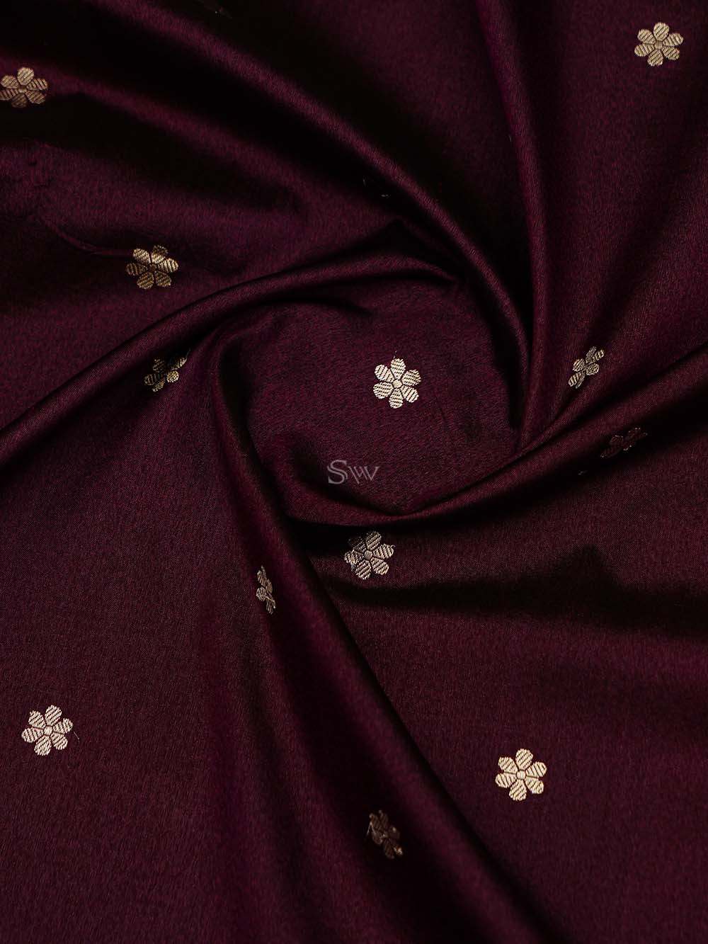 Wine Booti Konia Tussar Silk Handloom Banarasi Saree