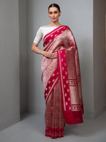 Dark Pink Silk Brocade Handloom Banarasi Saree