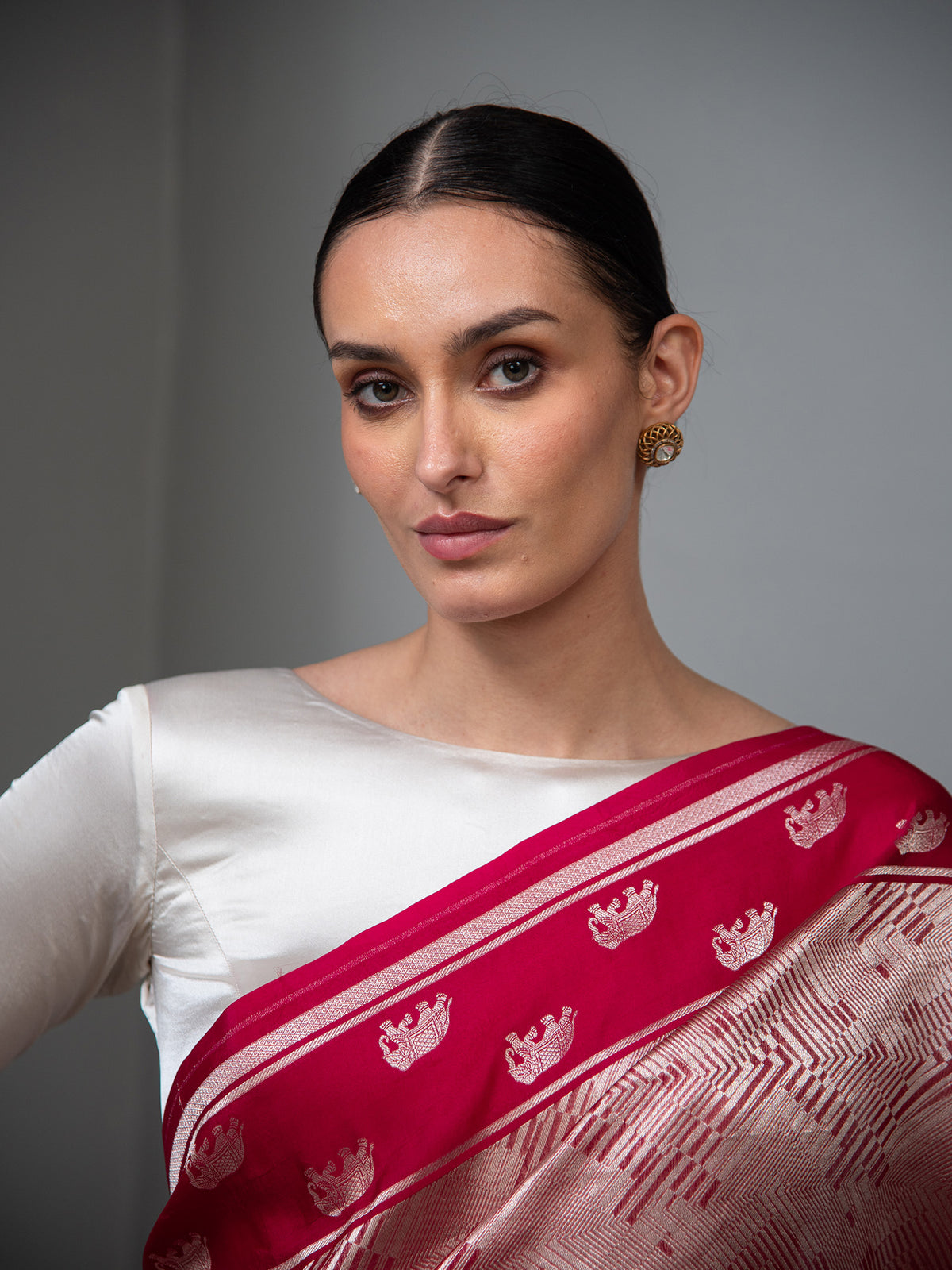 Dark Pink Silk Brocade Handloom Banarasi Saree