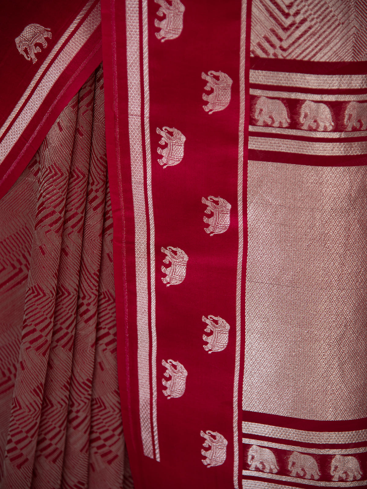 Dark Pink Silk Brocade Handloom Banarasi Saree