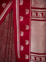 Dark Pink Silk Brocade Handloom Banarasi Saree