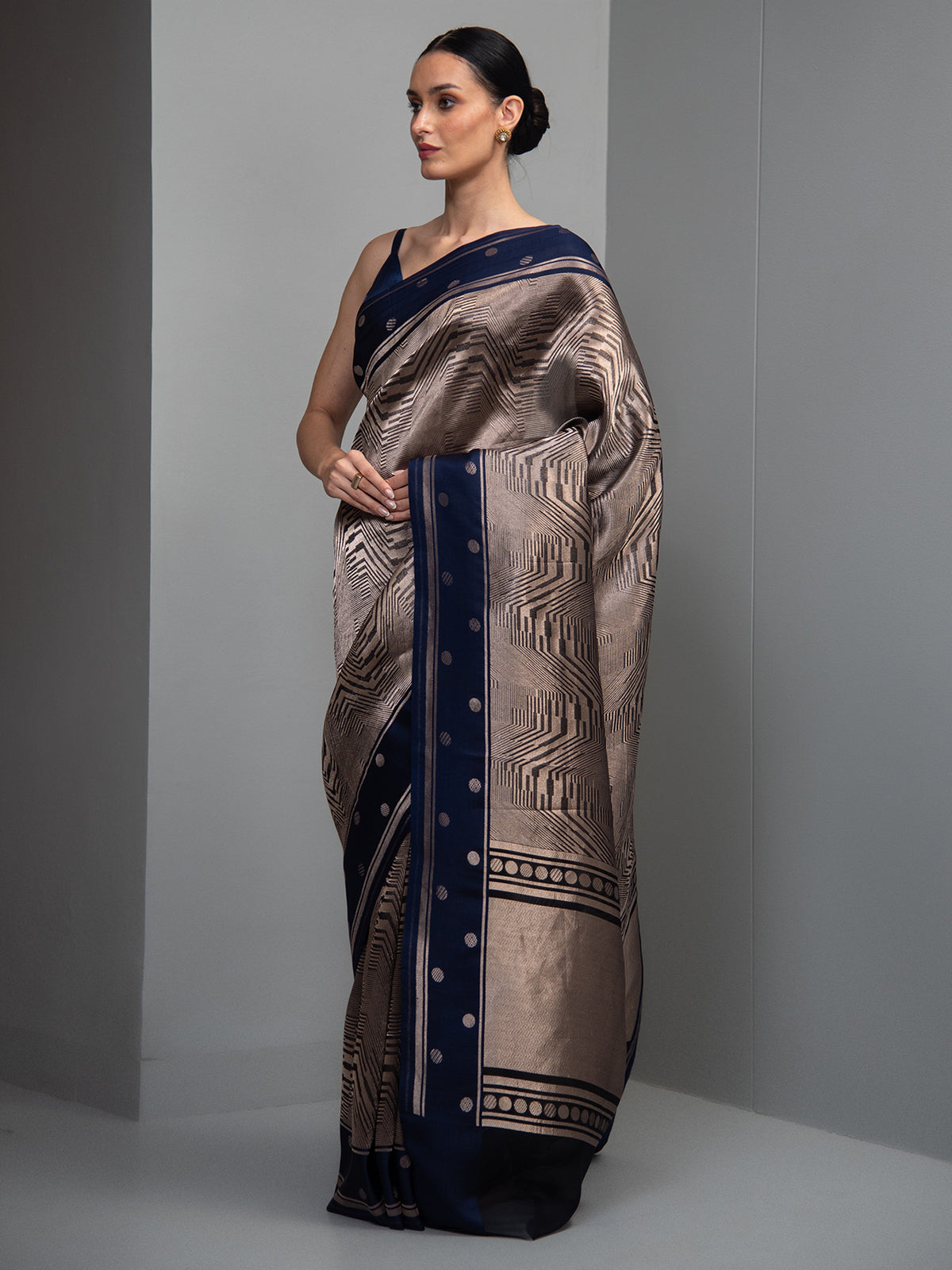 Blue Silk Brocade Handloom Banarasi Saree