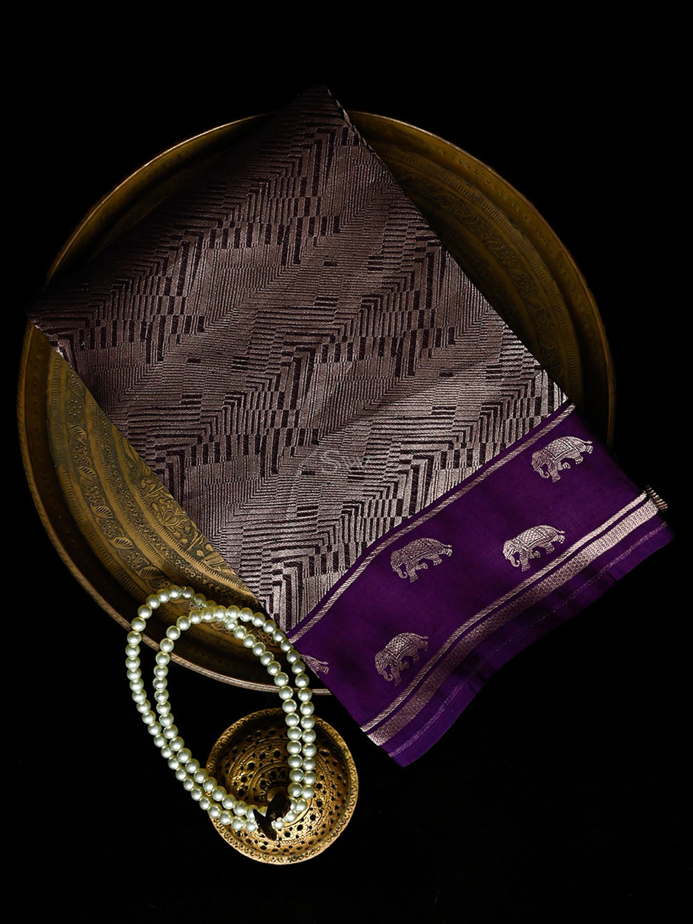 Purple Silk Brocade Handloom Banarasi Saree