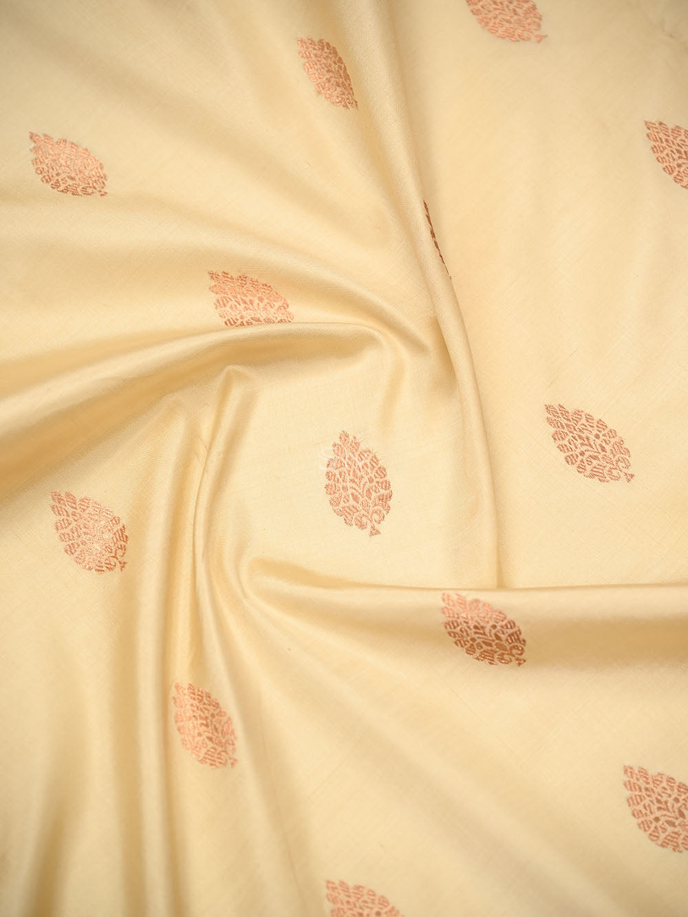 Cream Floral Zari Boota Katan Silk Handloom Banarasi Saree - Sacred Weaves