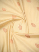 Cream Floral Zari Boota Katan Silk Handloom Banarasi Saree - Sacred Weaves