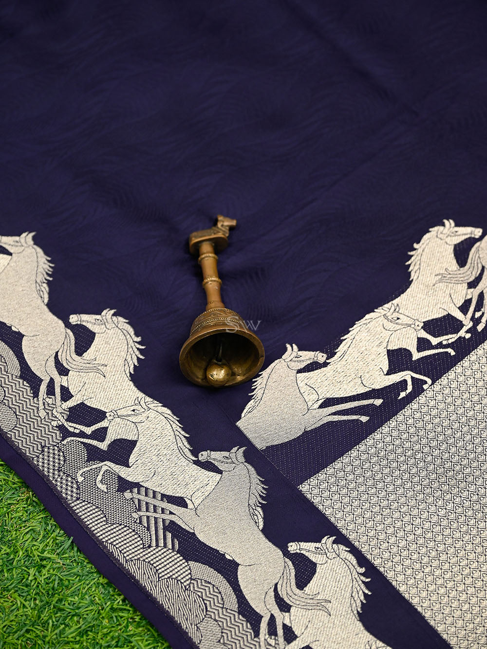 Dark Blue Satin Tanchoi Handloom Banarasi Saree