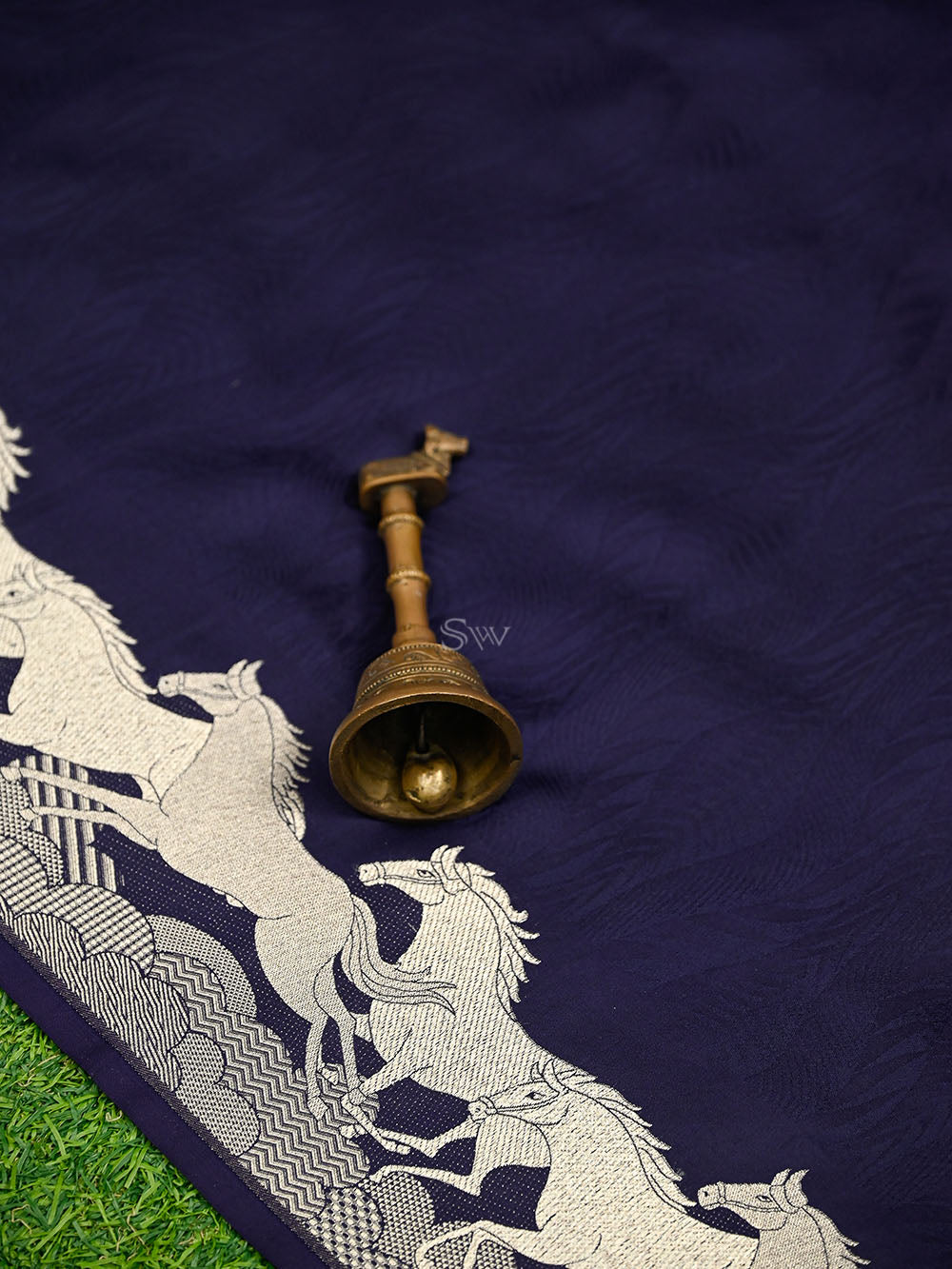 Dark Blue Satin Tanchoi Handloom Banarasi Saree
