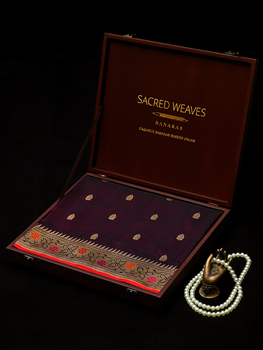 Wine Paithani Katan Silk Handloom Banarasi Saree