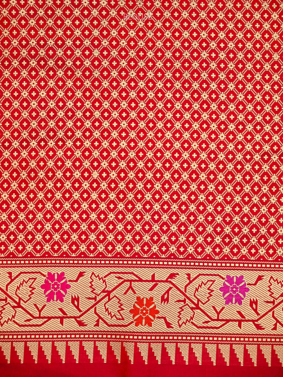 Wine Paithani Katan Silk Handloom Banarasi Saree - Sacred Weaves