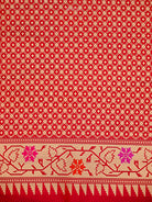 Wine Paithani Katan Silk Handloom Banarasi Saree - Sacred Weaves