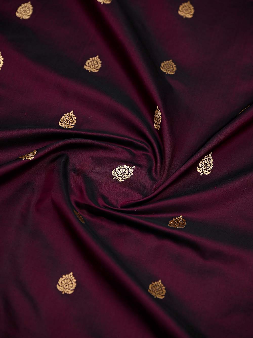 Wine Paithani Katan Silk Handloom Banarasi Saree - Sacred Weaves