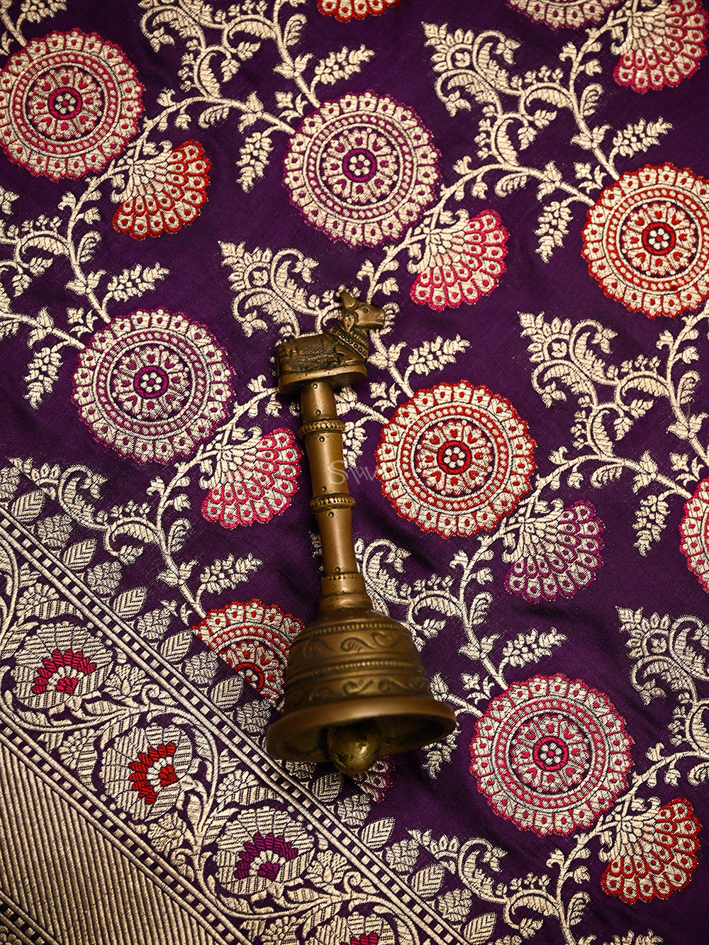Dark Purple Meenakari Uppada Katan Silk Handloom Banarasi Saree - Sacred Weaves