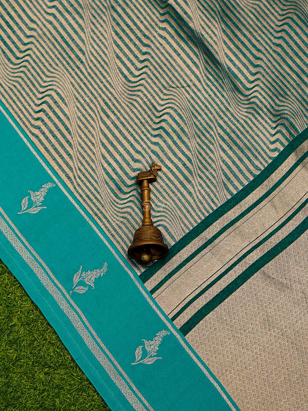 Peacock Blue Silk Brocade Handloom Banarasi Saree