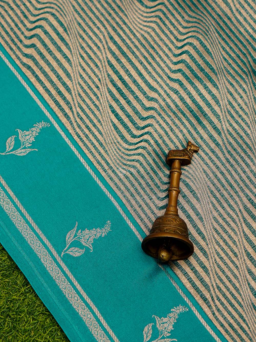 Peacock Blue Silk Brocade Handloom Banarasi Saree