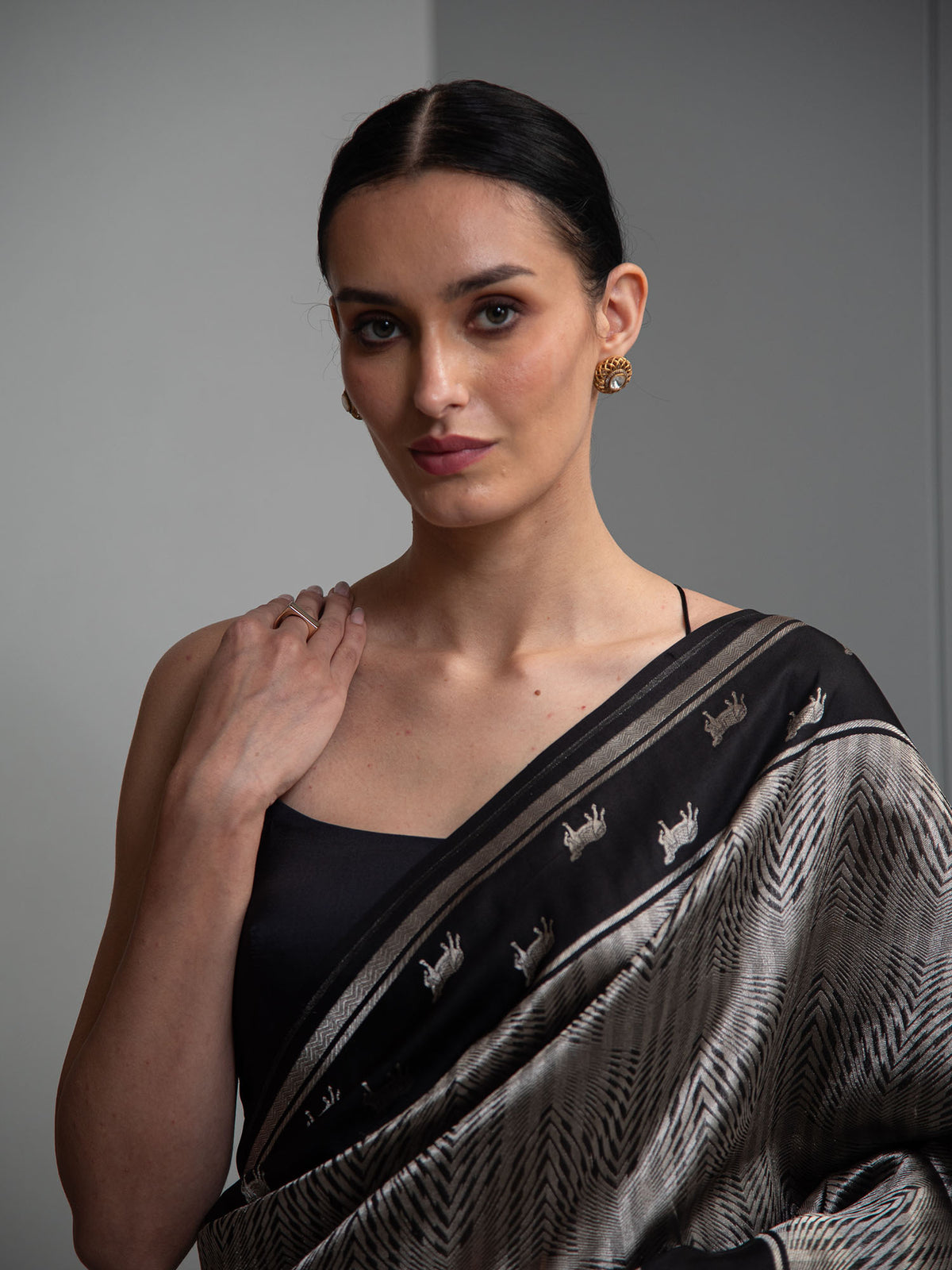 Black Silk Brocade Handloom Banarasi Saree