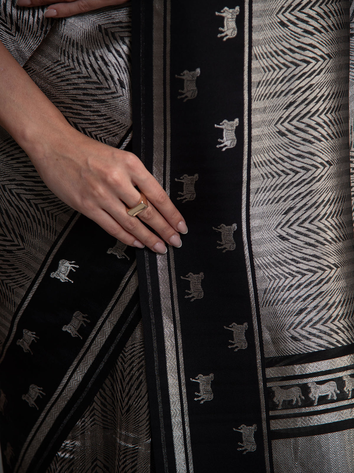 Black Silk Brocade Handloom Banarasi Saree