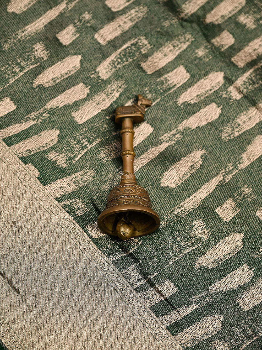Bottle Green Silk Brocade Handloom Banarasi Saree