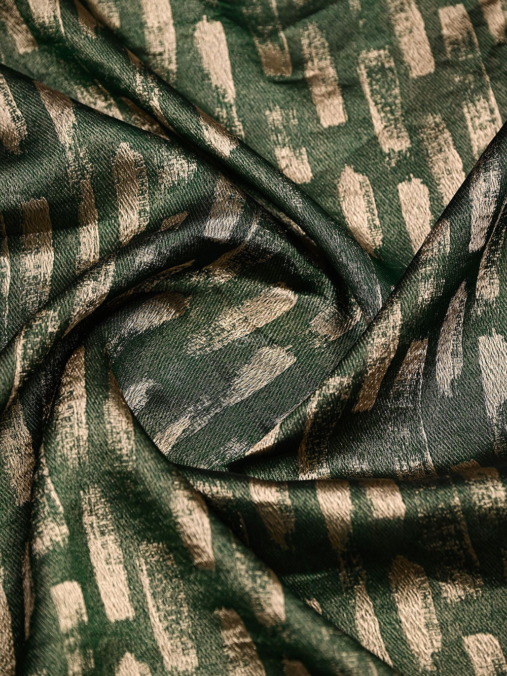 Bottle Green Silk Brocade Handloom Banarasi Saree