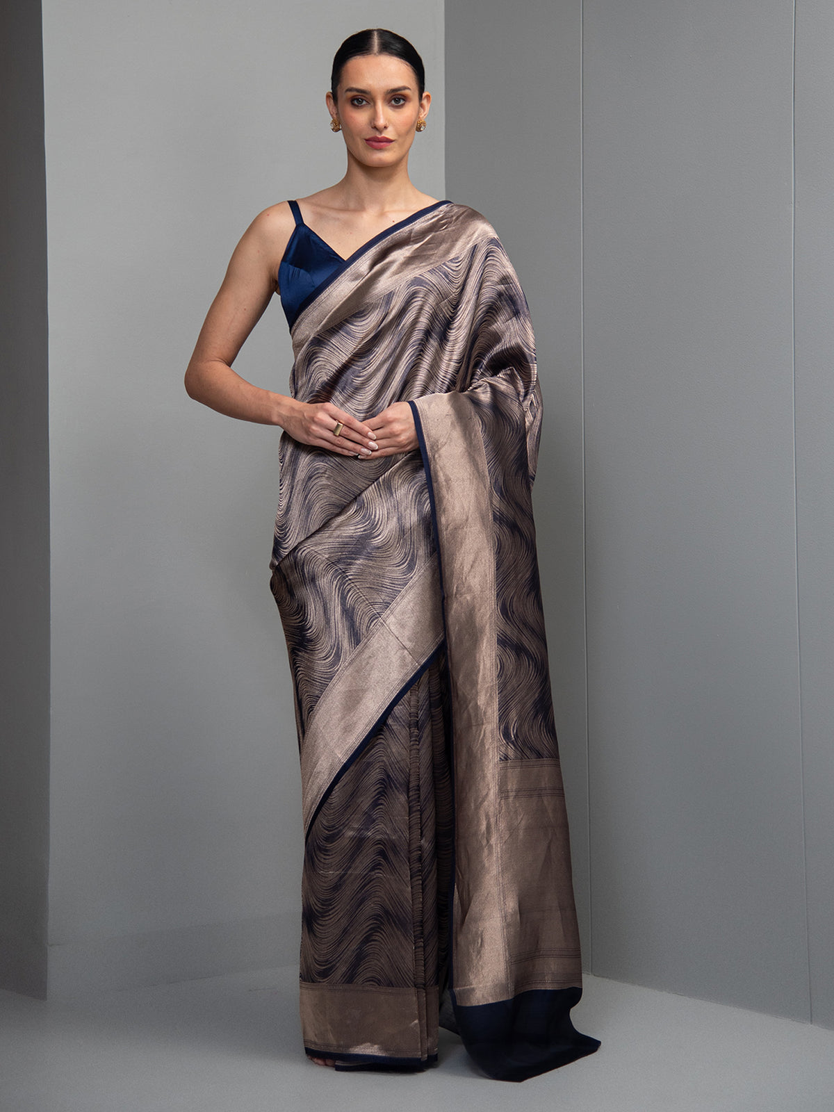 Blue Silk Brocade Handloom Banarasi Saree