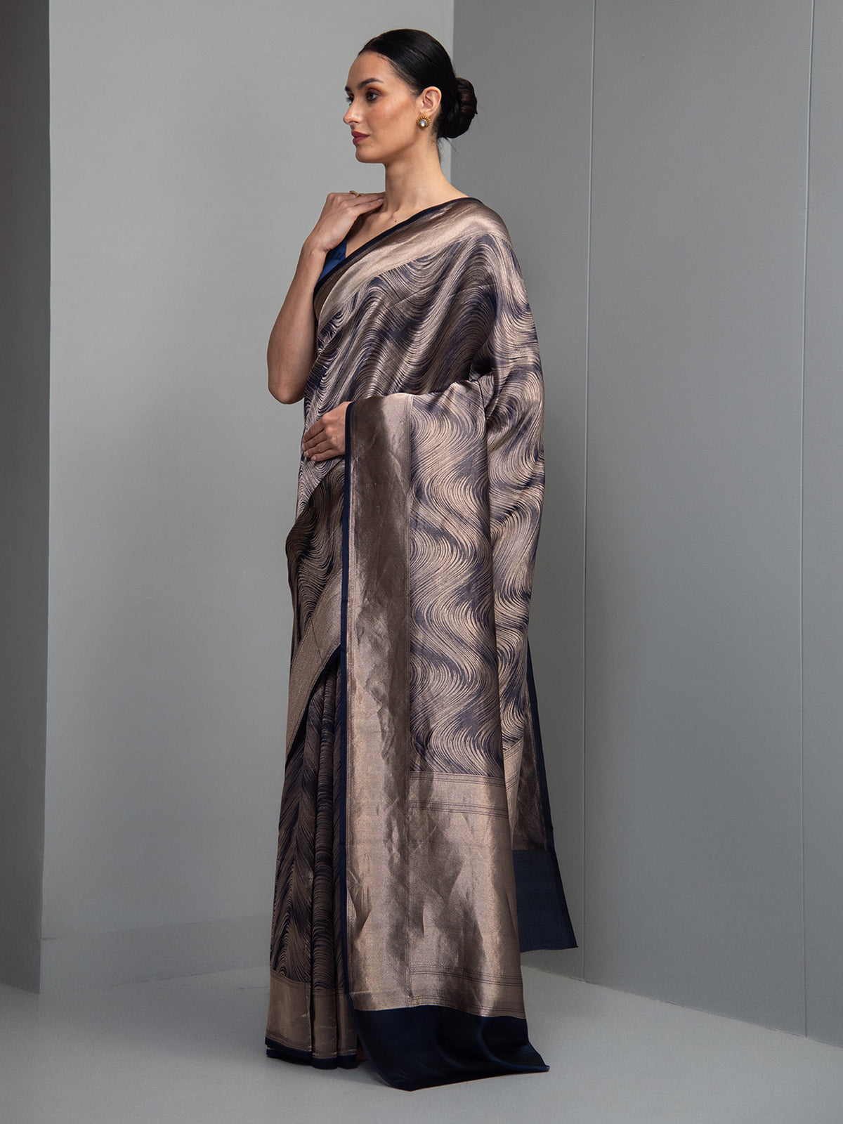 Blue Silk Brocade Handloom Banarasi Saree
