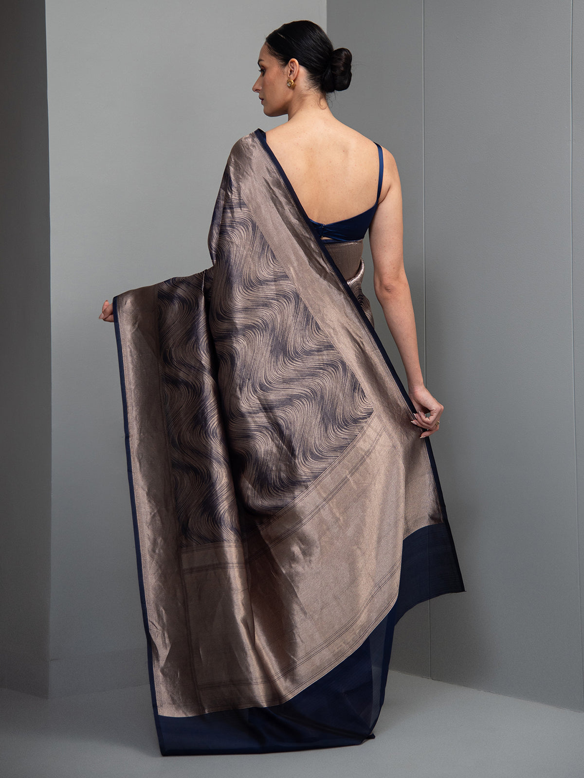Blue Silk Brocade Handloom Banarasi Saree
