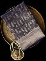 Navy Blue Silk Brocade Handloom Banarasi Saree