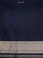 Navy Blue Silk Brocade Handloom Banarasi Saree