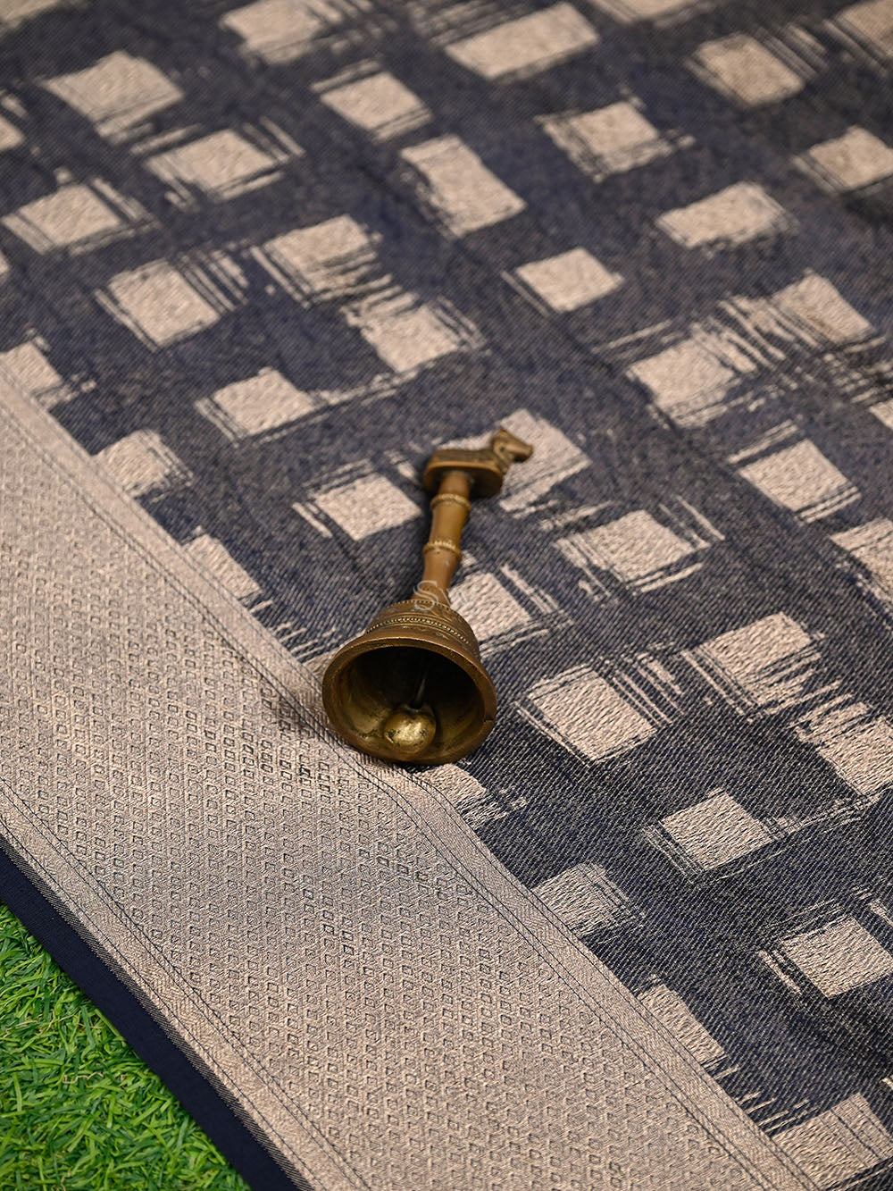 Dark Blue Silk Brocade Handloom Banarasi Saree