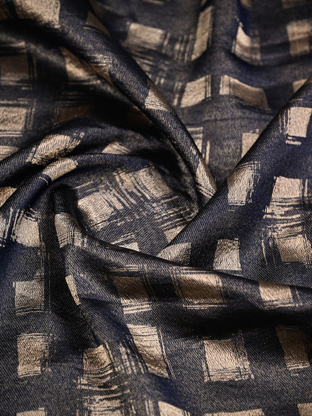Dark Blue Silk Brocade Handloom Banarasi Saree