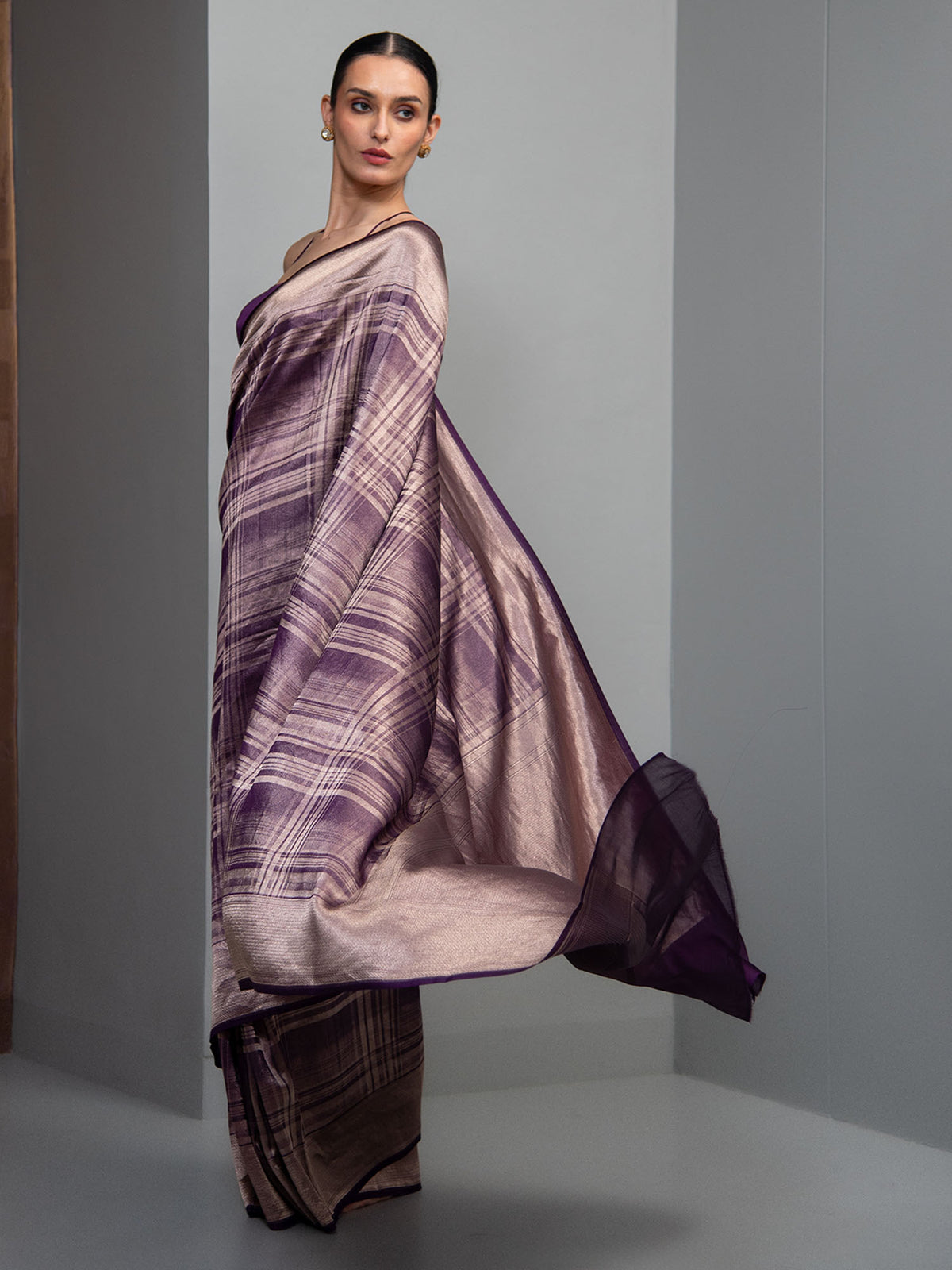 Purple Silk Brocade Handloom Banarasi Saree