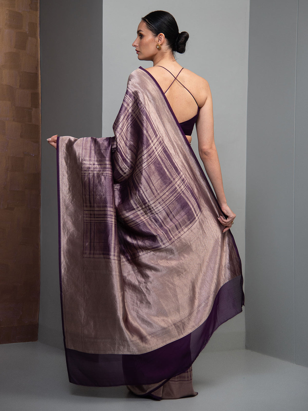 Purple Silk Brocade Handloom Banarasi Saree