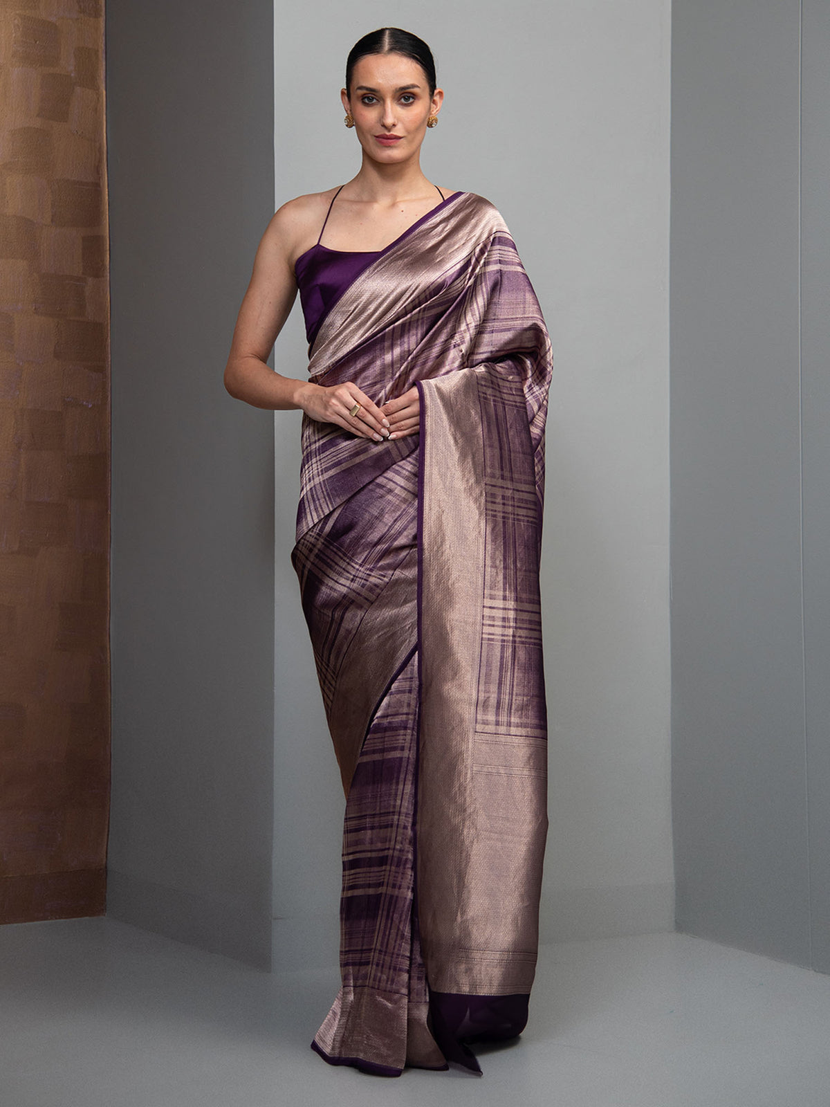 Purple Silk Brocade Handloom Banarasi Saree