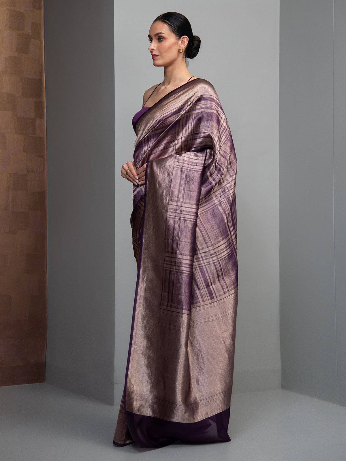 Purple Silk Brocade Handloom Banarasi Saree
