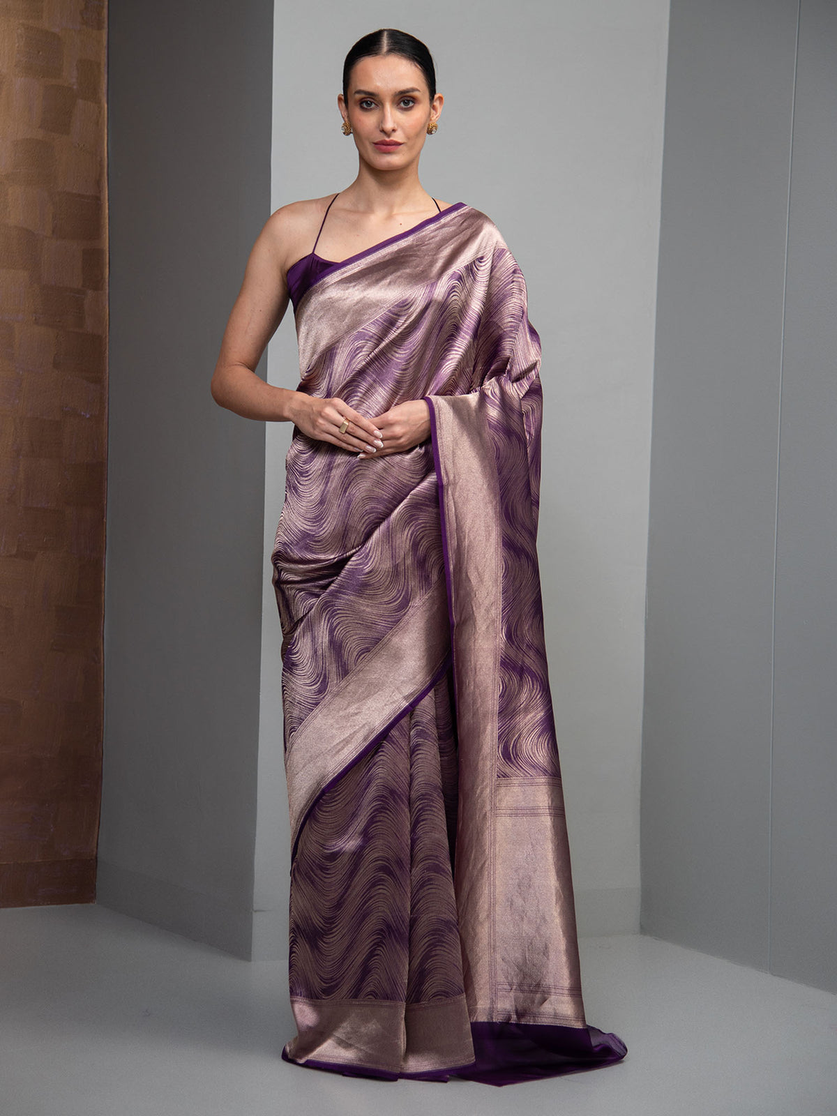 Purple Silk Brocade Handloom Banarasi Saree
