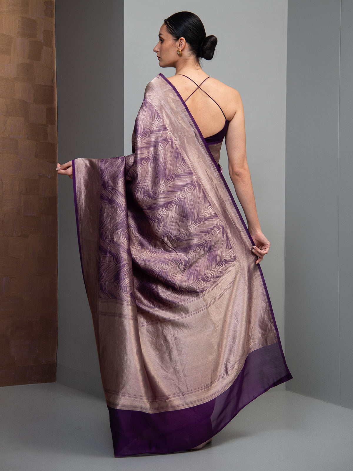 Purple Silk Brocade Handloom Banarasi Saree