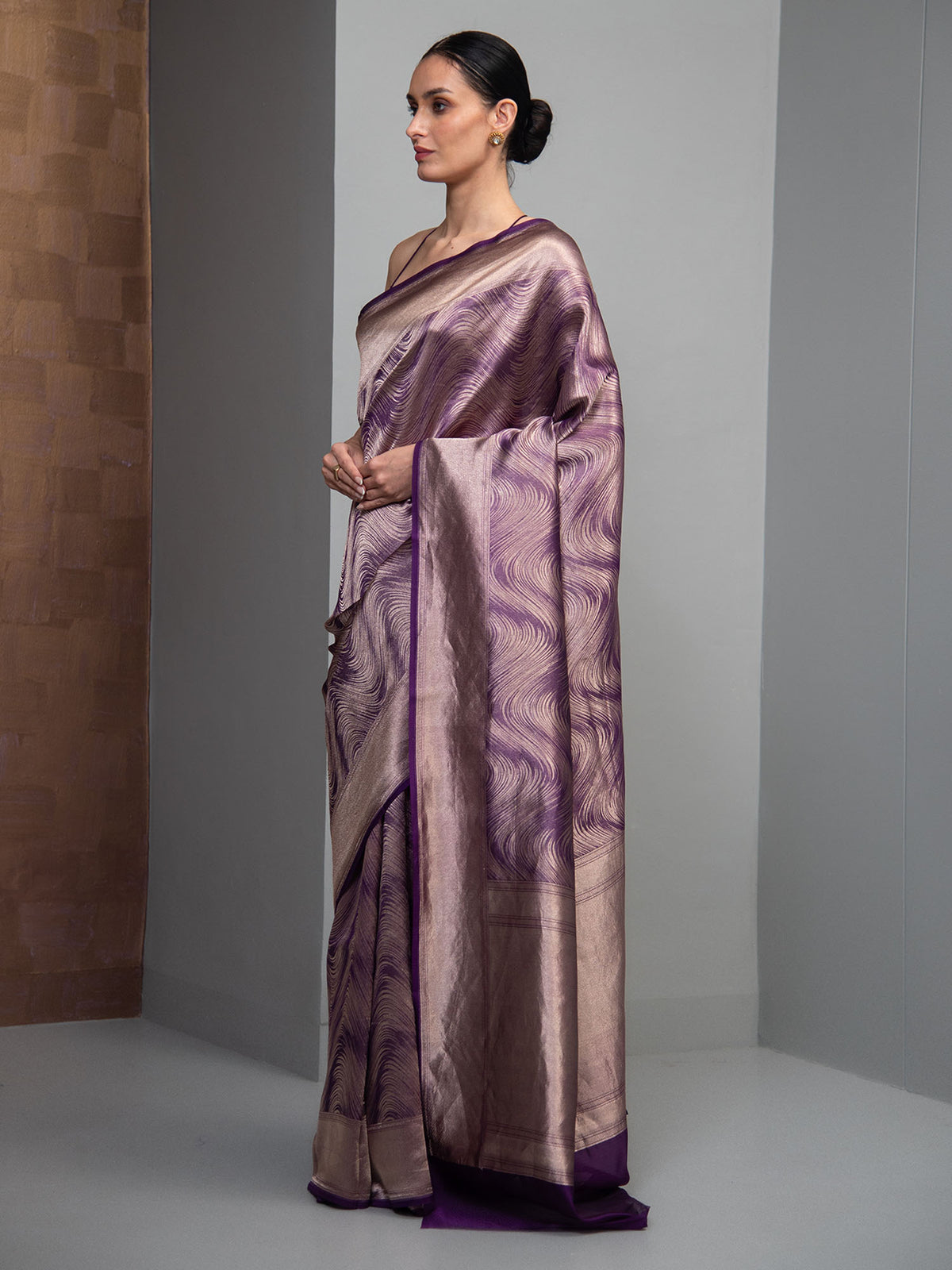 Purple Silk Brocade Handloom Banarasi Saree