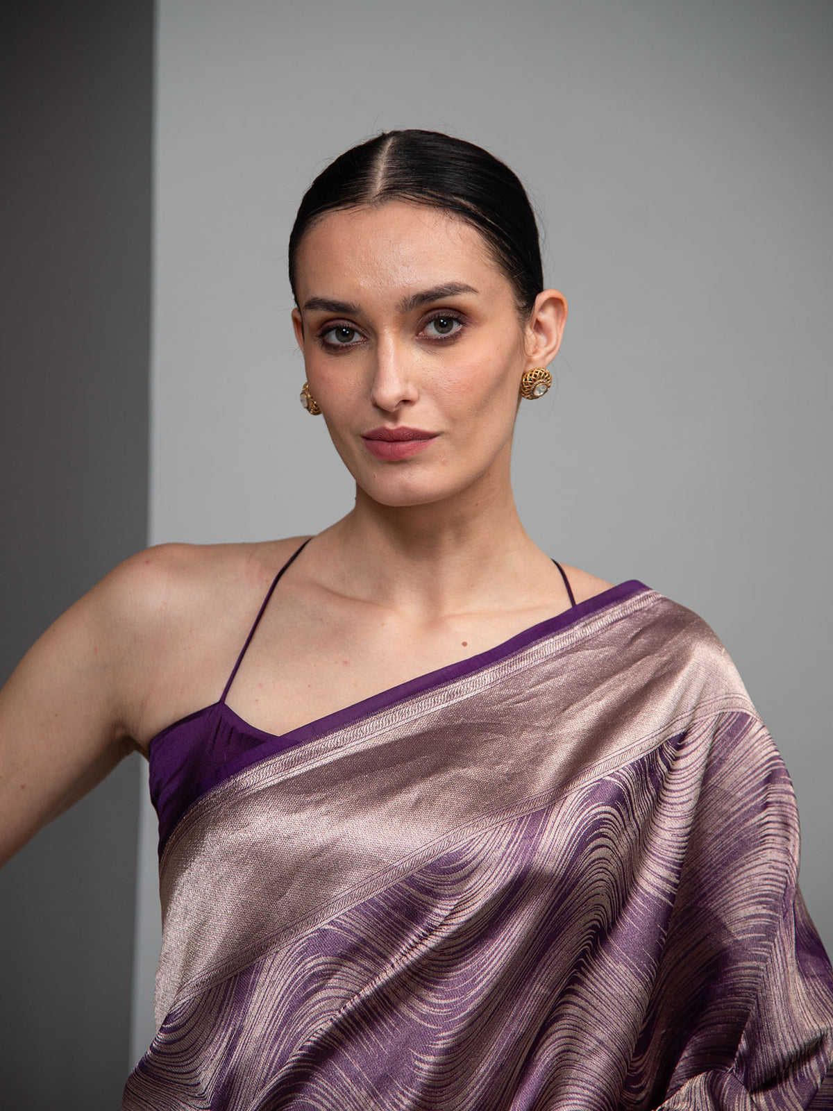 Purple Silk Brocade Handloom Banarasi Saree