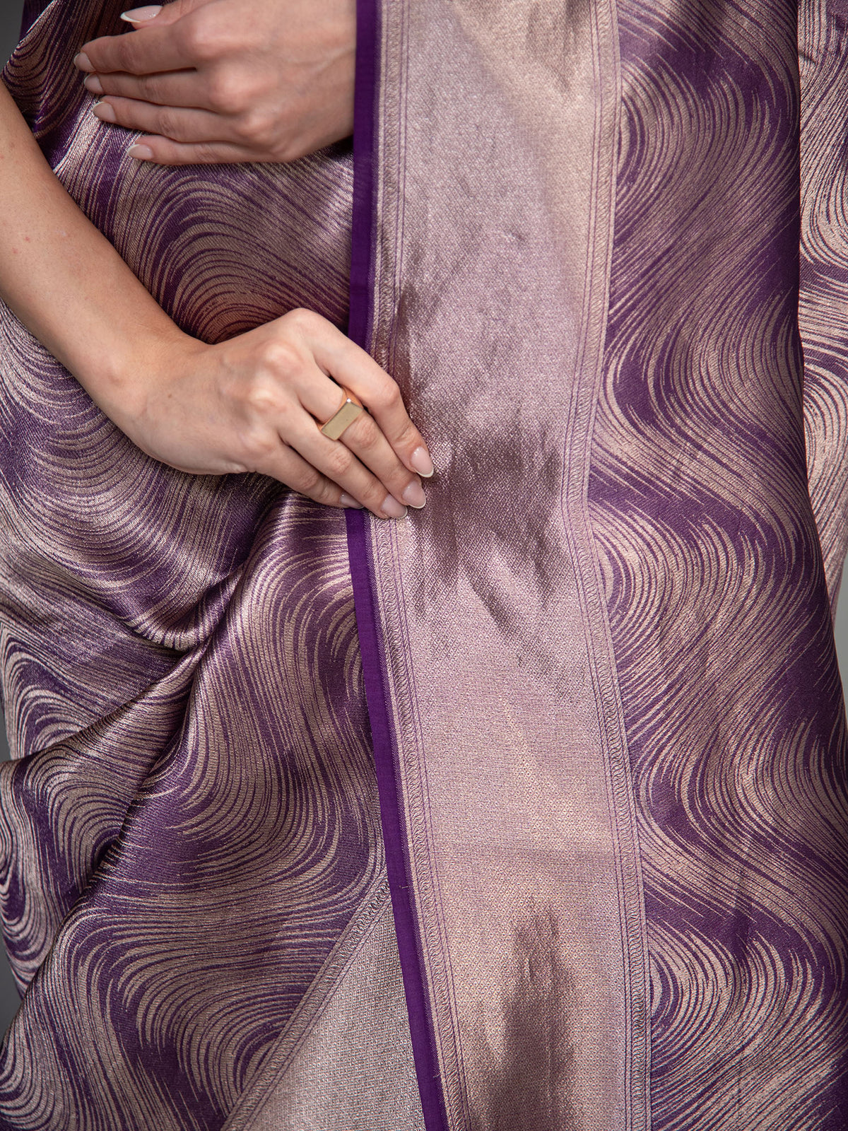 Purple Silk Brocade Handloom Banarasi Saree