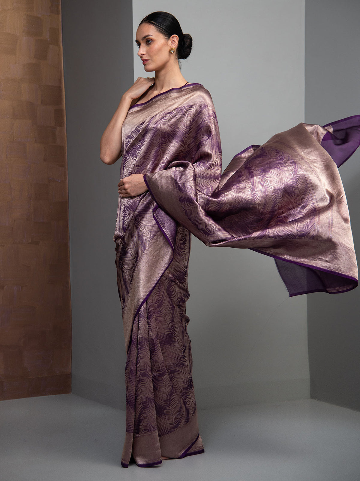 Purple Silk Brocade Handloom Banarasi Saree