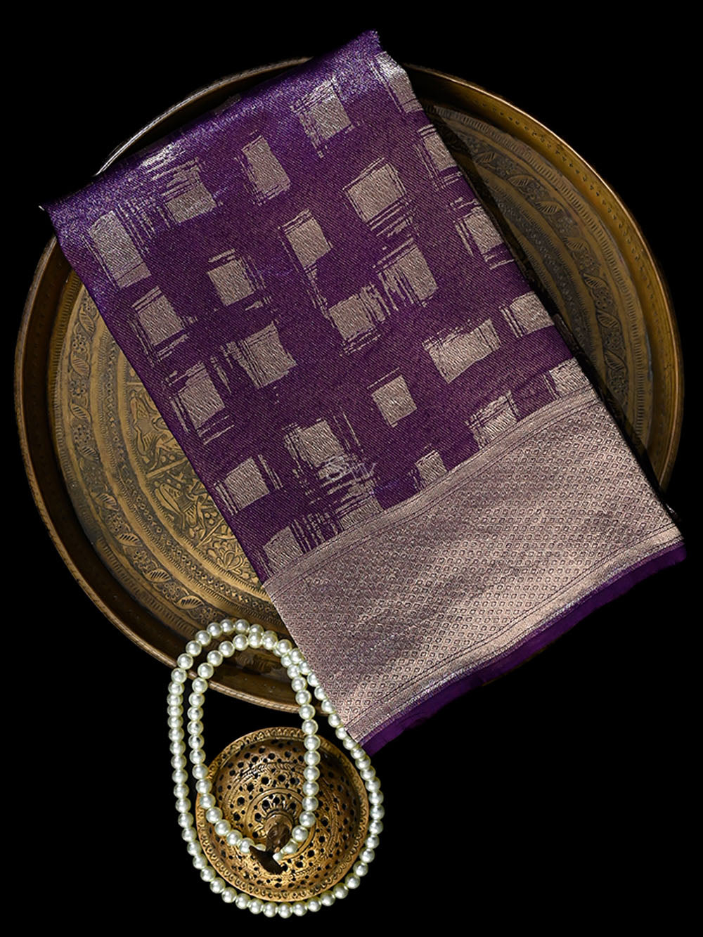 Purple Silk Brocade Handloom Banarasi Saree
