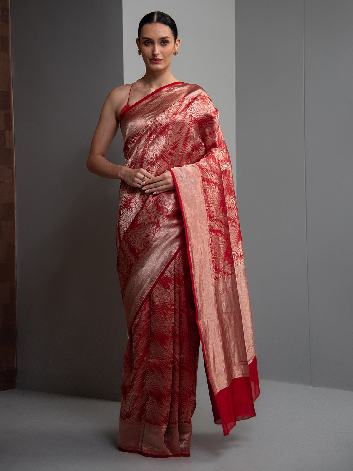 Red Silk Brocade Handloom Banarasi Saree