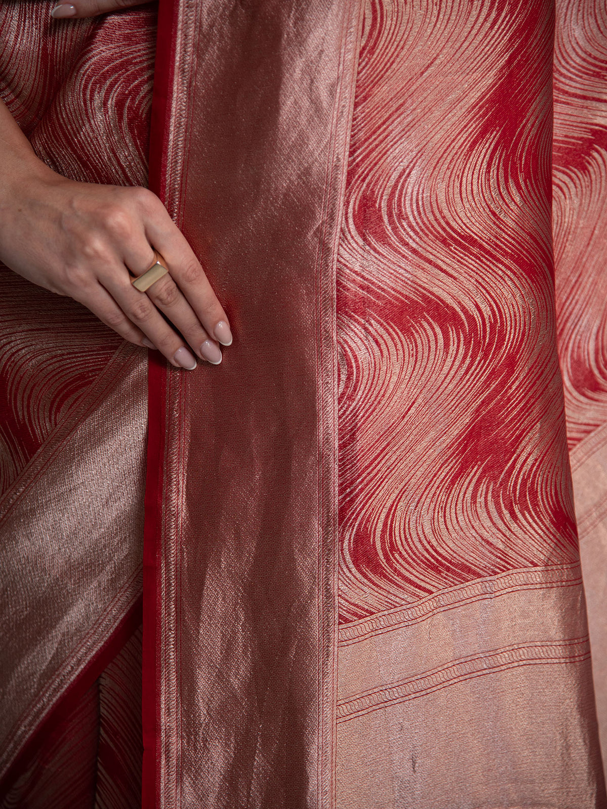 Red Silk Brocade Handloom Banarasi Saree