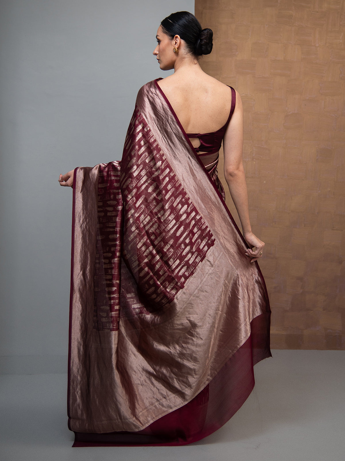 Wine Silk Brocade Handloom Banarasi Saree