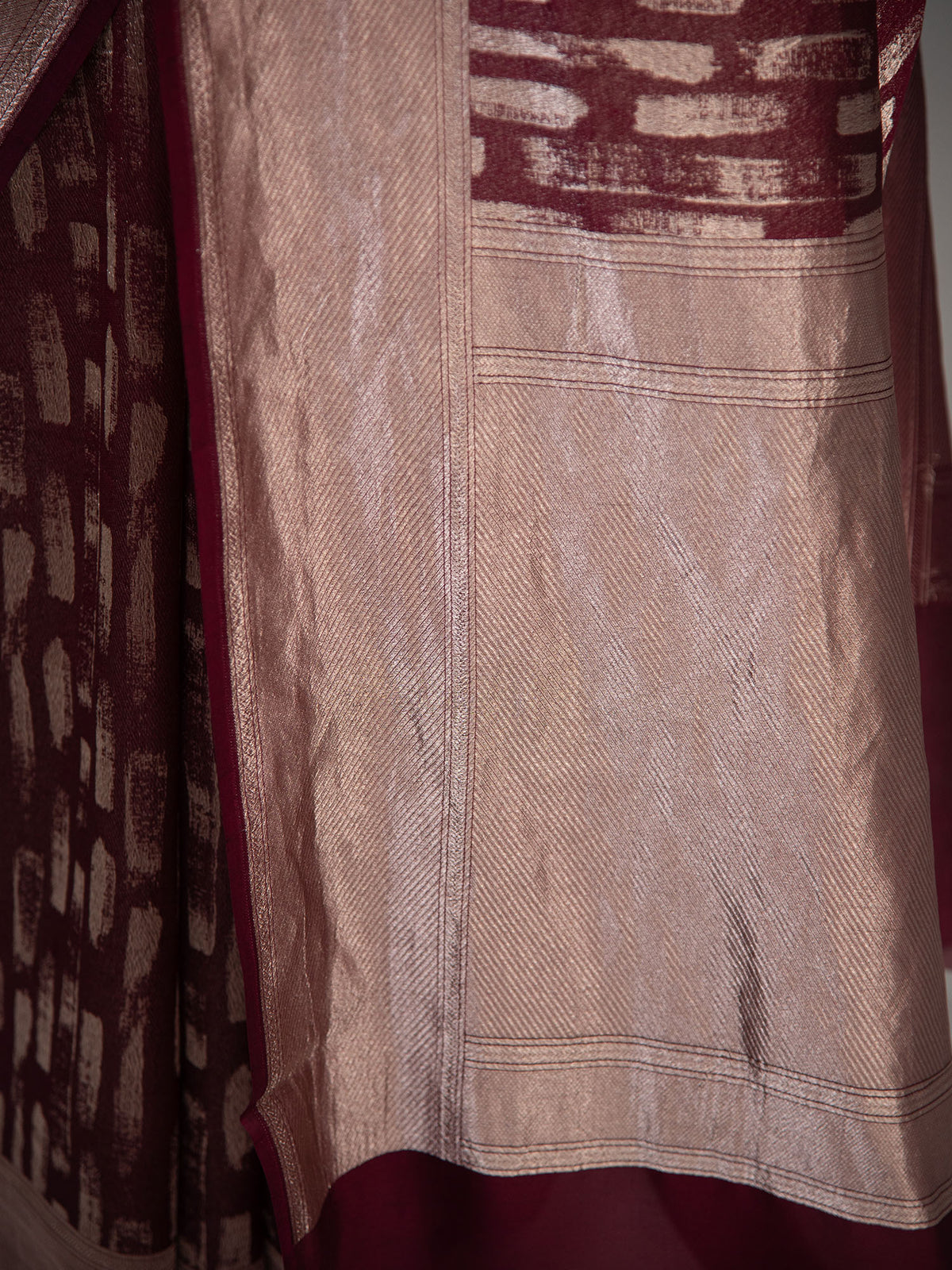 Wine Silk Brocade Handloom Banarasi Saree