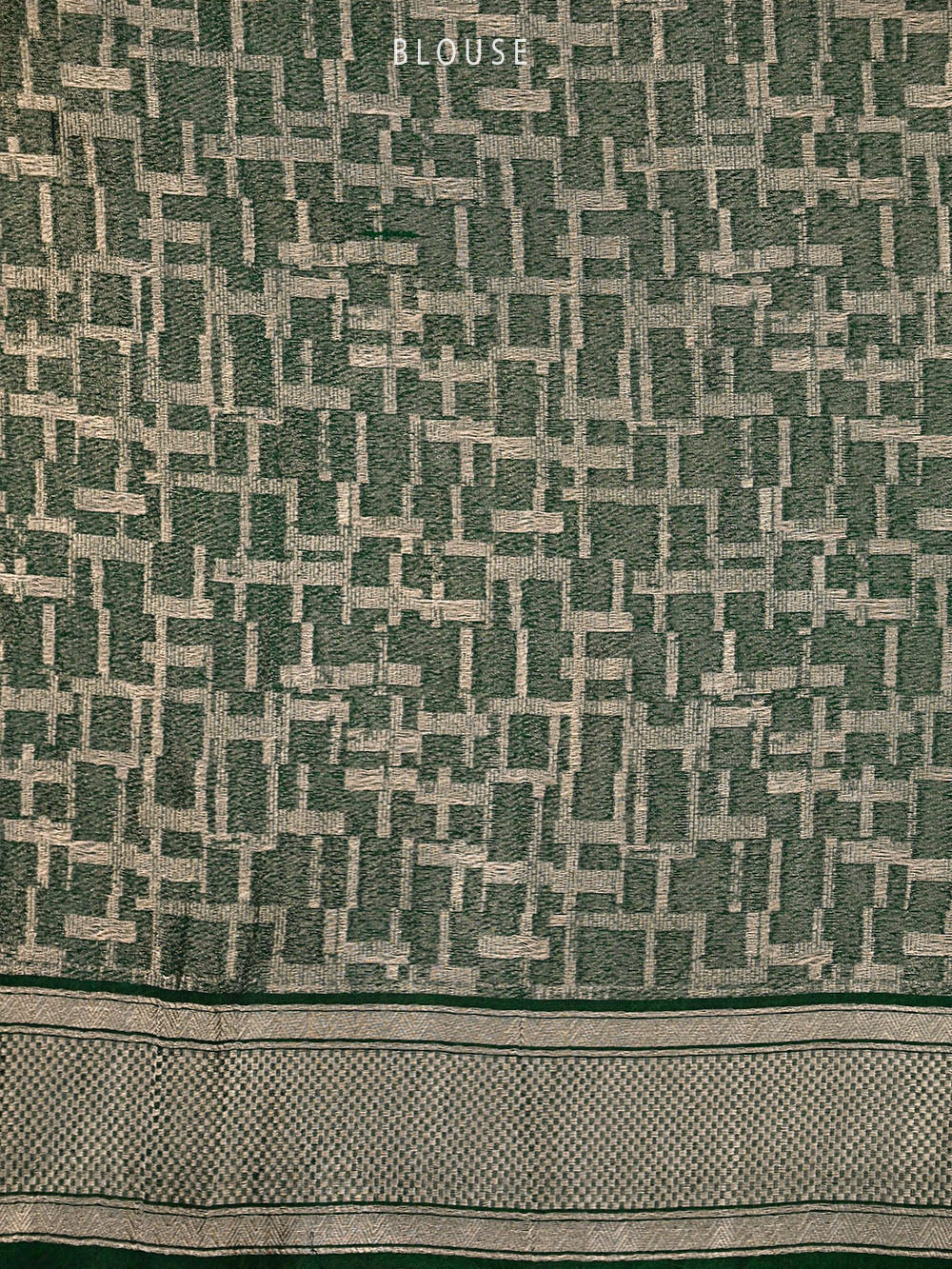 Bottle Green Booti Organza Handloom Banarasi Saree