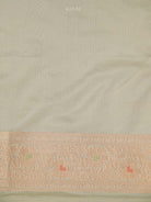 Cream Meenakari Jaal Uppada Katan Silk Handloom Banarasi Saree - Sacred Weaves
