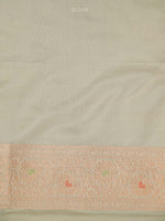 Cream Meenakari Jaal Uppada Katan Silk Handloom Banarasi Saree - Sacred Weaves
