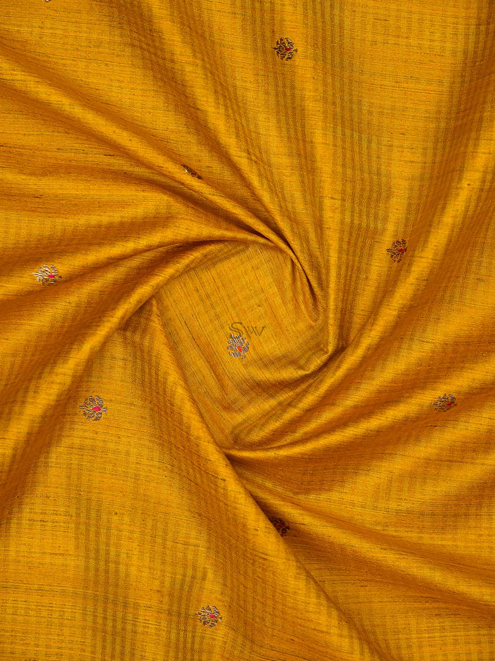 Yellow Booti Dupion Silk Handloom Banarasi Saree