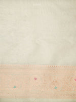 Cream Meenakari Jaal Uppada Katan Silk Handloom Banarasi Saree - Sacred Weaves